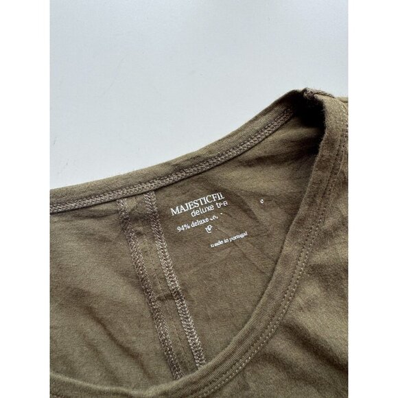 MAJESTIC FILATURES Deluxe Tee Green Cotton Jersey Ruched Tank Dress, Size 4/L - Picture 10 of 13